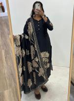 Muslin Black Casual Wear Printed Readymade Kurti Set